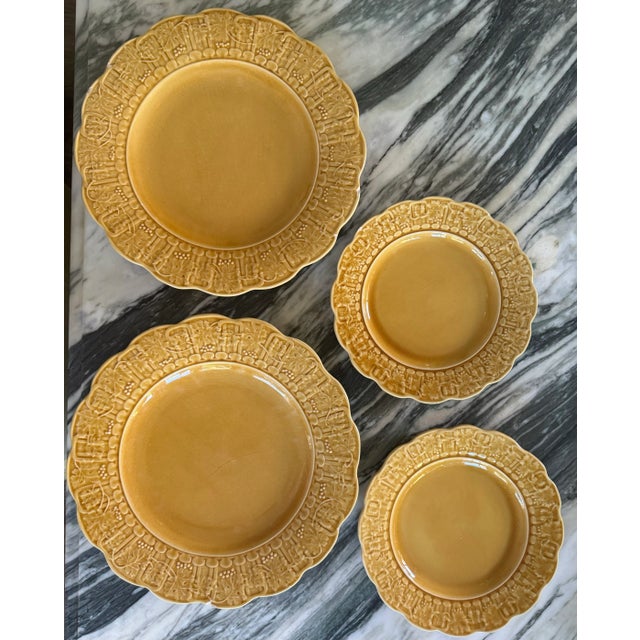 1970s Vintage Bordallo Pinheiro Grapevine Gold Plates - Set of 4 For Sale - Image 5 of 9