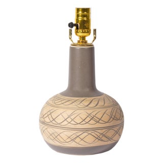 Martz Marshall Studios Ceramic Table Lamp With Incised Design For Sale
