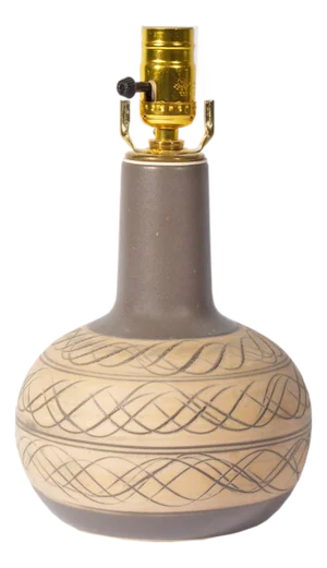 Martz Marshall Studios Ceramic Table Lamp With Incised Design