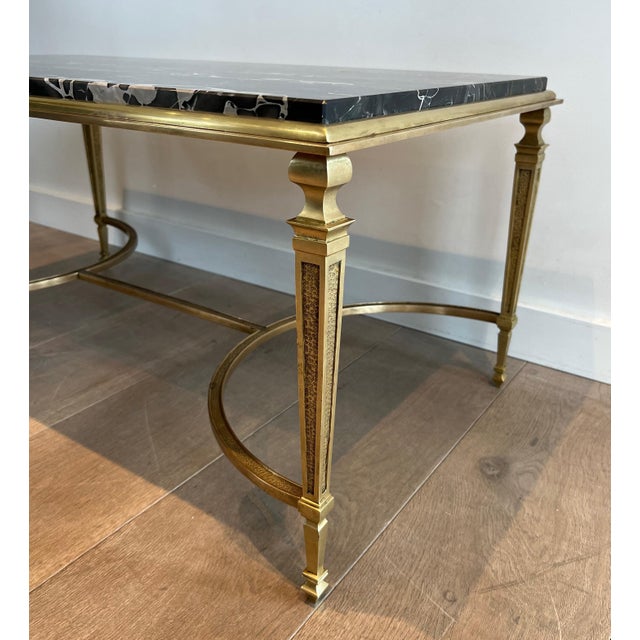 Black 1940s Bronze coffee table with black Portor marble top in the style of Maison Jansen For Sale - Image 8 of 12