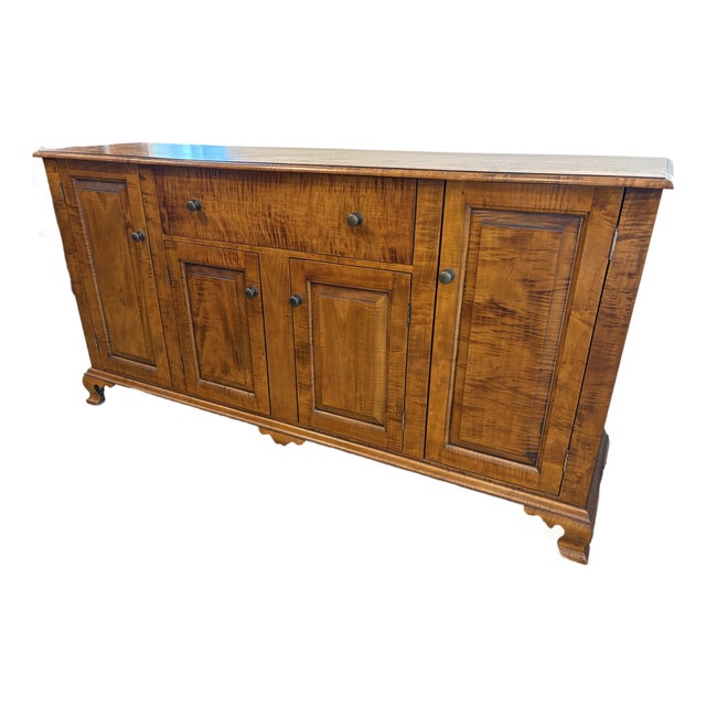 Estate Dr Dimes Custom Tiger Maple Sideboard For Sale