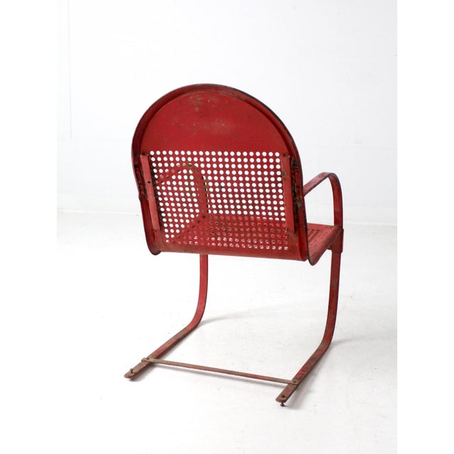 Metal Mid Century Red Metal Patio Chair For Sale - Image 7 of 12