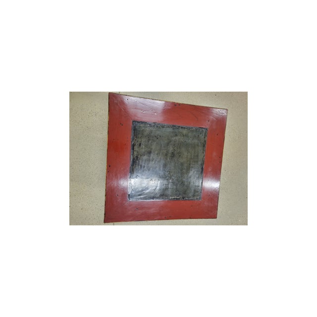 Antique Chinese Red Painted Side Table With Inset Slate Stone Top For Sale - Image 9 of 11