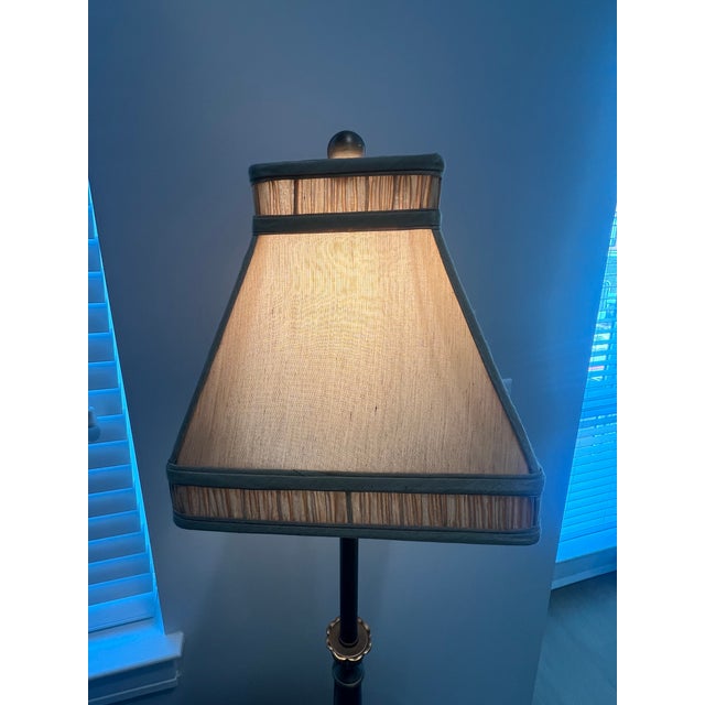 Maitland - Smith Maitland Smith Table Lamp With Marble Shaft and Silk Pleated Shade For Sale - Image 4 of 6