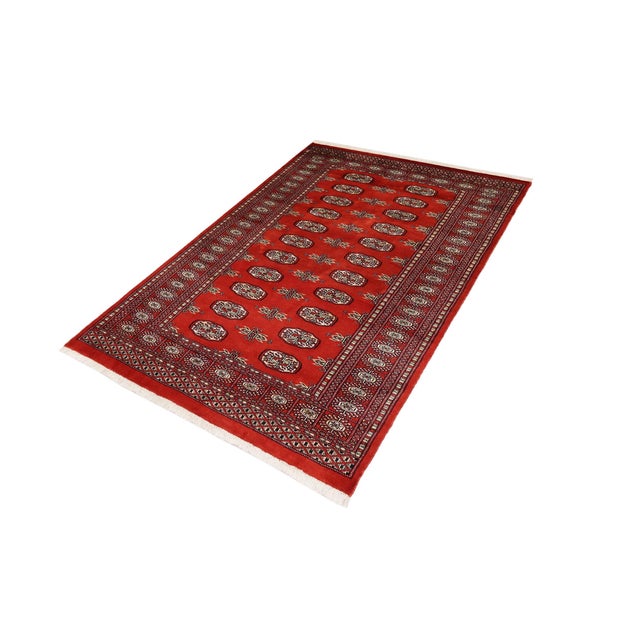 Abstract Rustic Bokhara Rust/Beige Hand Knotted Wool Rug For Sale - Image 3 of 9