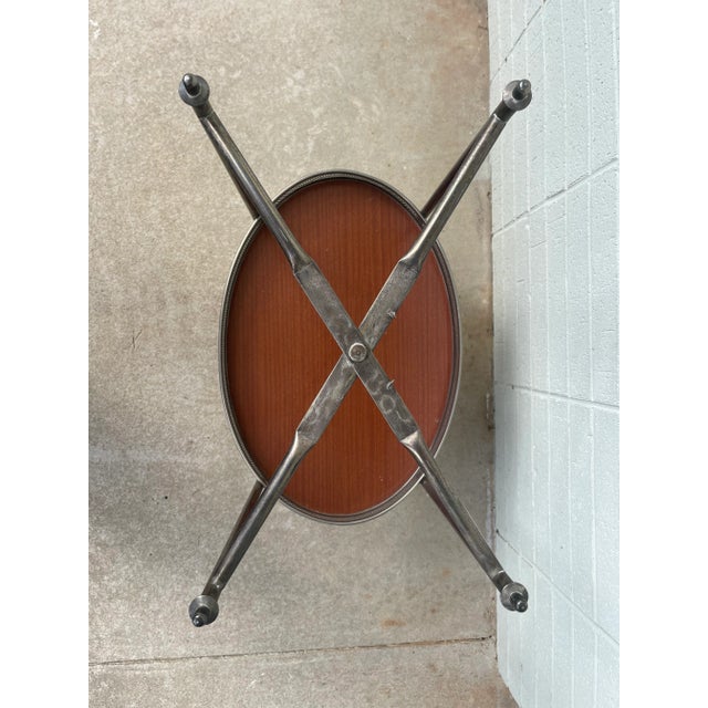 Wood Antique English Silver Plated Two-Tiered Collapsable Rolling Bar Cart For Sale - Image 7 of 13