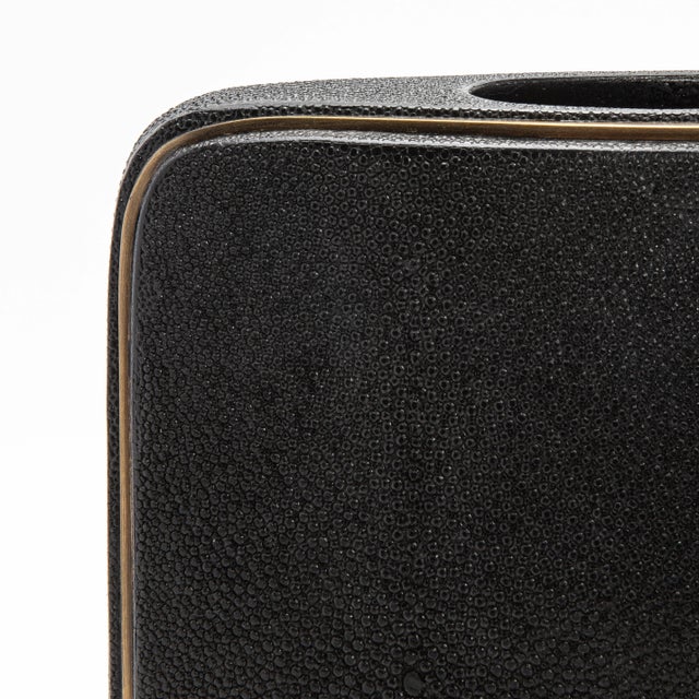 Metal Shagreen Vase With Brass Details by R&y Augousti For Sale - Image 7 of 7