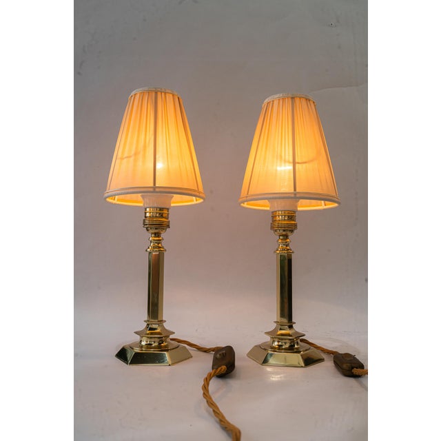 Small Art Deco Table Lamps with Fabric Shades, Vienna, Austria, 1920s, Set of 2 For Sale - Image 14 of 17