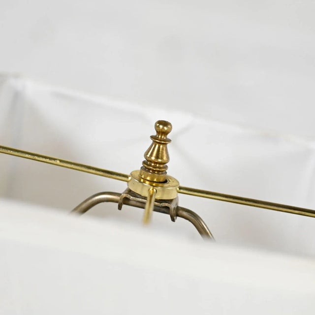 Off-white Vintage Chinoiserie Latte Color Ginger Jar Lamp With Frosting Design & Pleated White Fabric Shade For Sale - Image 8 of 13