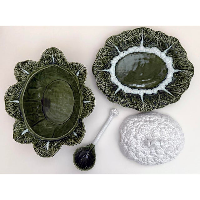 1970s Majolica Cauliflower Soup Tureen With Lid, Ladle and Tray - 4 Pieces For Sale - Image 5 of 6