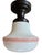 Vintage Schoolhouse Flush-Mount Ceiling Light With Red Accent Stripes For Sale In Los Angeles - Image 6 of 6