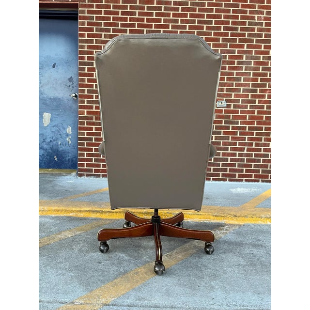 Leathercraft Traditional Wingback Executive Chair From Leathercraft For Sale - Image 4 of 13
