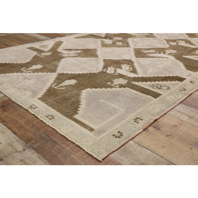 Textile Vintage Turkish Oushak Rug - 04'08 X 08'07 For Sale - Image 7 of 8