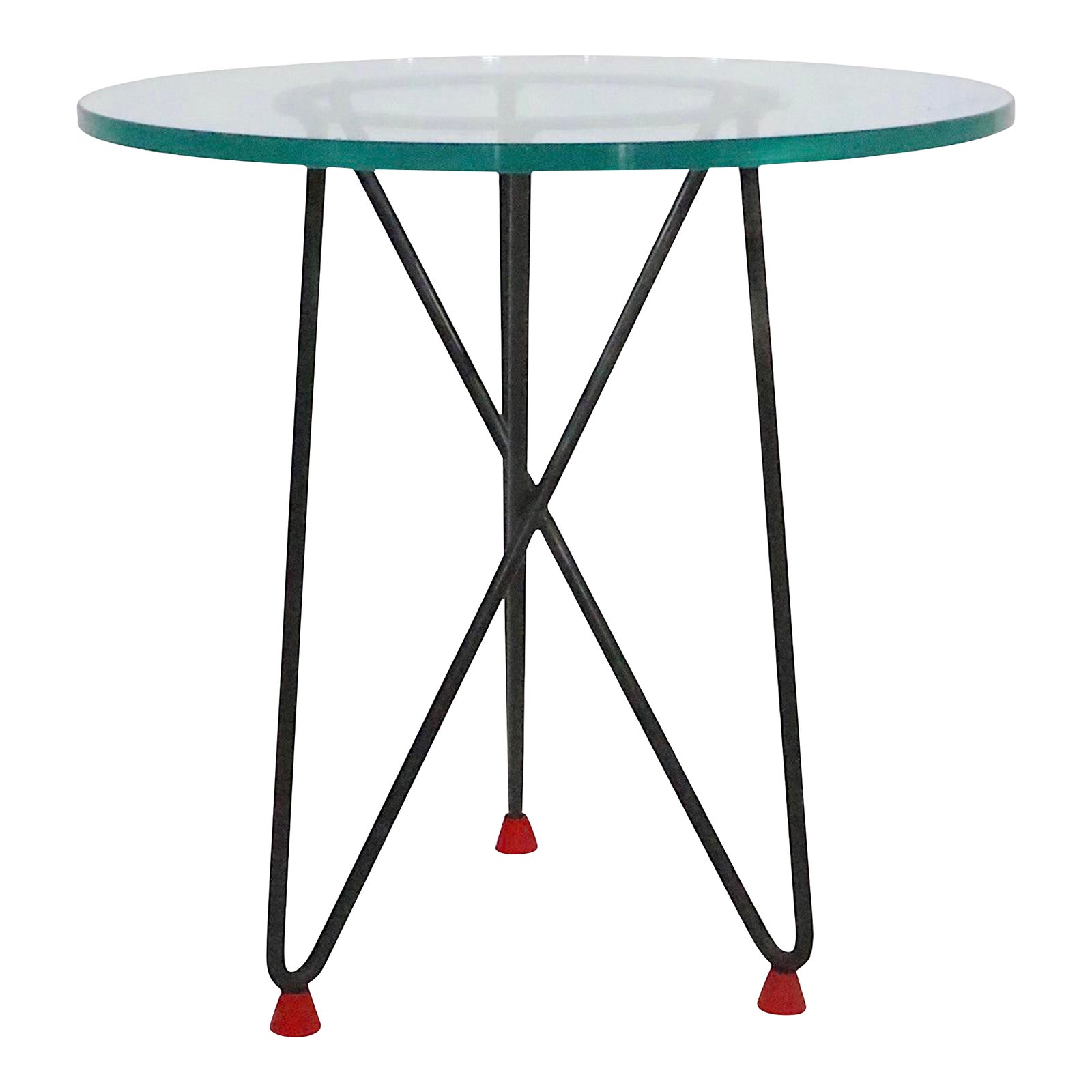 Mid Century Style Wrought Iron Glass Top Side Table Chairish