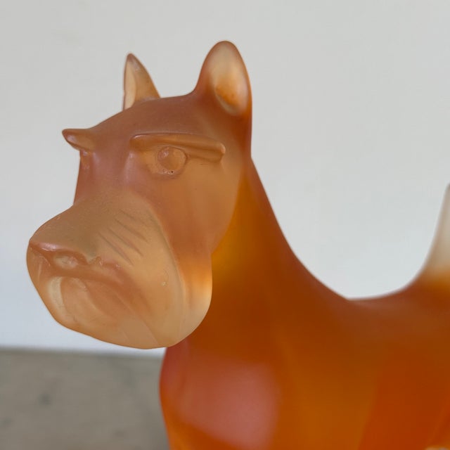 Mid 20th Century Vintage Satin Glass Schnauzer Dog in Orange For Sale - Image 5 of 6