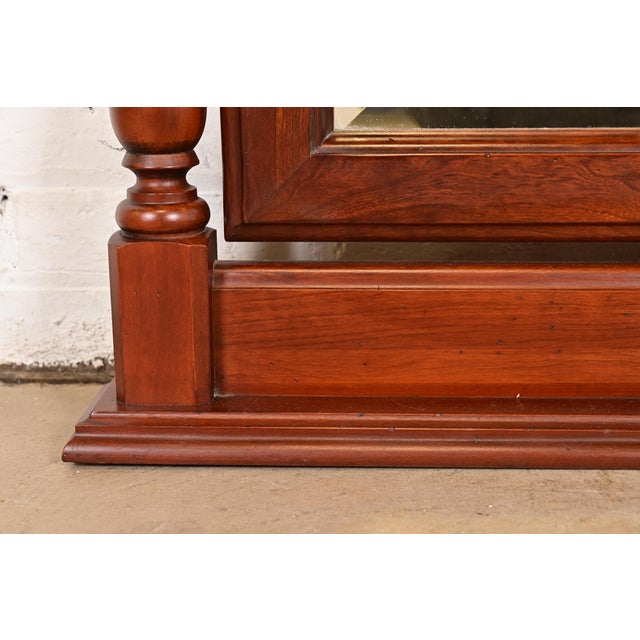 Thomasville French Provincial Carved Cherry Wood Dresser Top Vanity Swing Mirror For Sale - Image 9 of 14