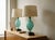 A pair of Mid Century Murano glass lamps by Barovier & Toso. Beautiful teal color with controlled bubbles and silver...