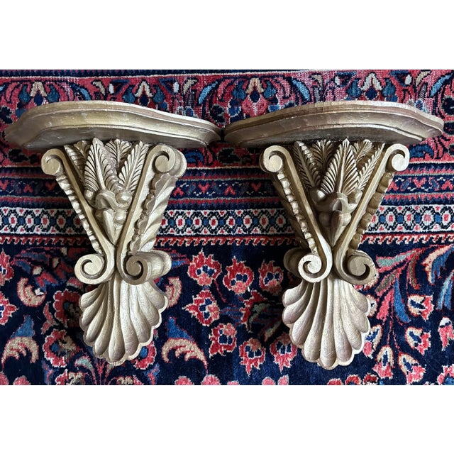 Pair of 18th Century Italian Neoclassical Gold Gilt Carved Wood Brackets Wall Mount Shelves For Sale - Image 13 of 13