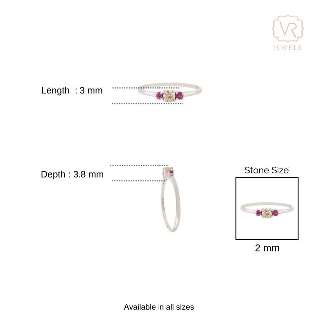 Diamond and Ruby Three-Stone Ring in 14k Gold Everyday Fine Jewelry Size 6.5 For Sale - Image 10 of 14