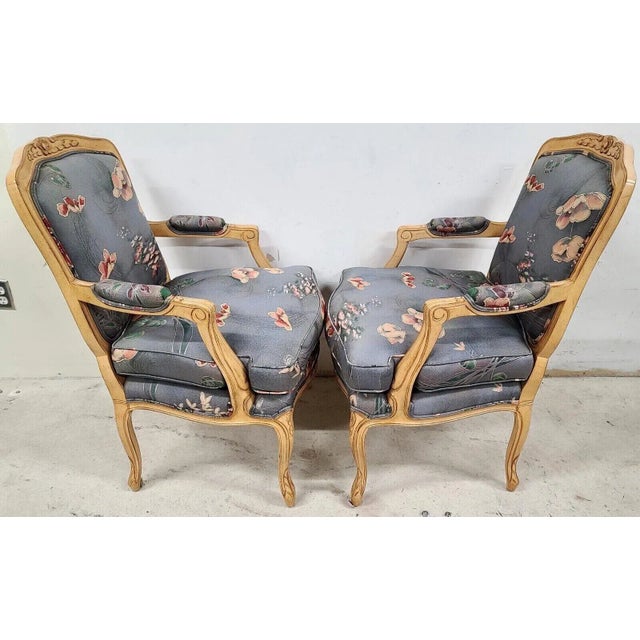 Wood Vintage Designer French Provincial Accent Chairs by Emanuel - Set of 2 For Sale - Image 7 of 13