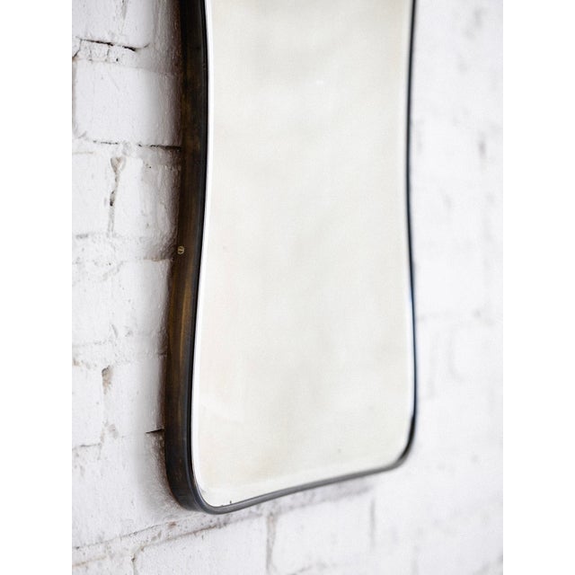 Mid-Century Modern Vintage Beveled Brass Wall Mirror Attributed to Gio Ponti For Sale - Image 3 of 4