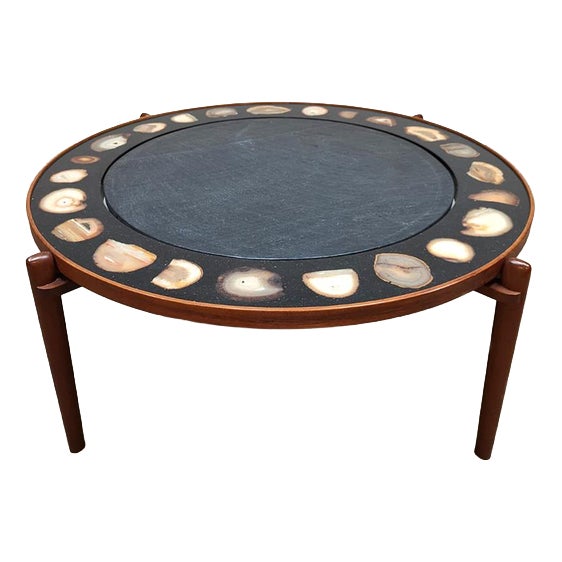 Vintage E8 Coffee Table in Agate and Stone from Heinz Lilienthal, 1960s For Sale