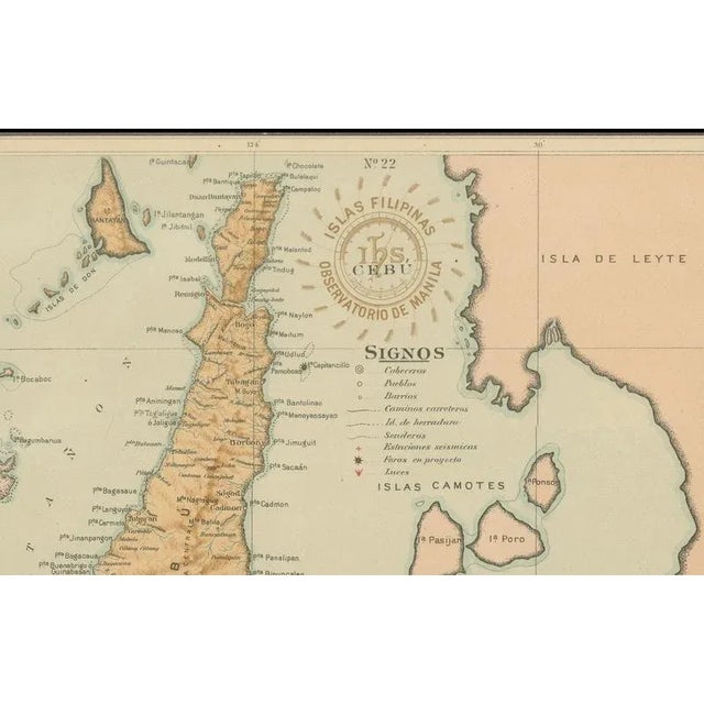 Blue Map of the Island of Cebu, 1899 For Sale - Image 8 of 9