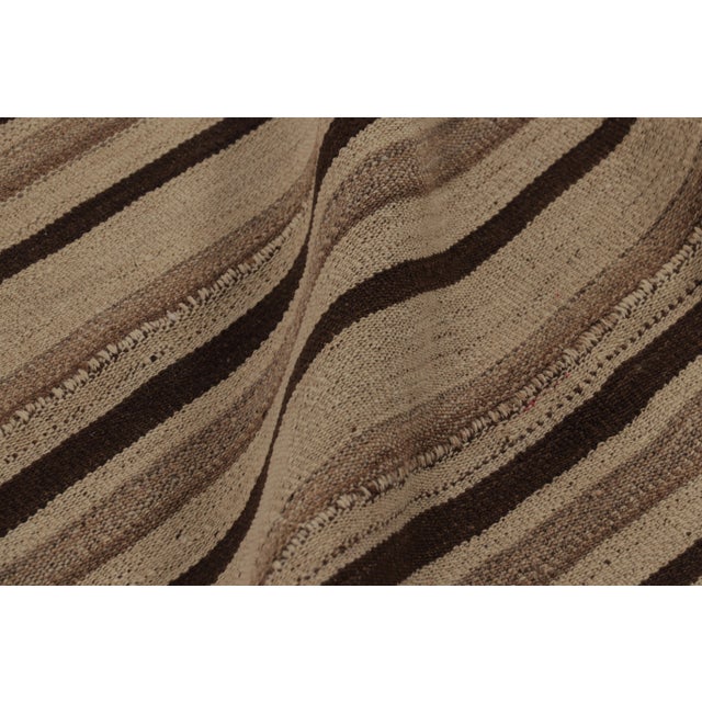 Textile Vintage Persian Kilim, Square Rug in Neutral Vertical Stripes - Rug & Kilim For Sale - Image 7 of 8