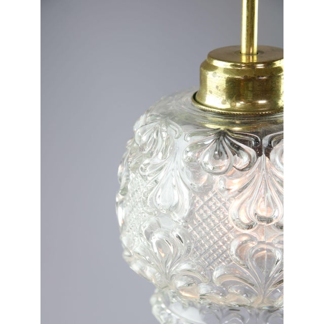 Mid-Century Italian Glass and Brass Pendant Lamp, 1960s For Sale - Image 4 of 13