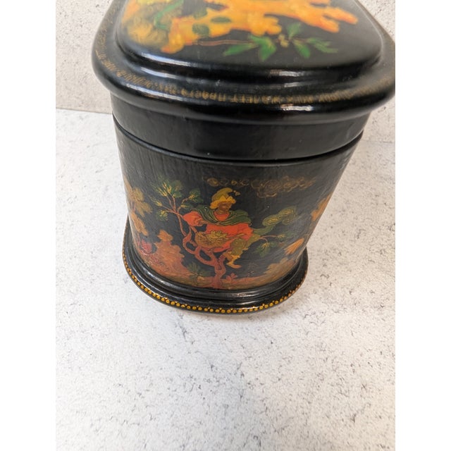 Folk Art 1990s Signed Palekh Lacquer Box by Dicanova • Certified • Fairy Tale Scene • Small Chest Form For Sale - Image 3 of 10