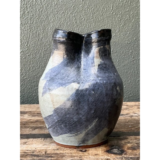 Vintage Double Neck Ceramic Vase For Sale In West Palm - Image 6 of 12