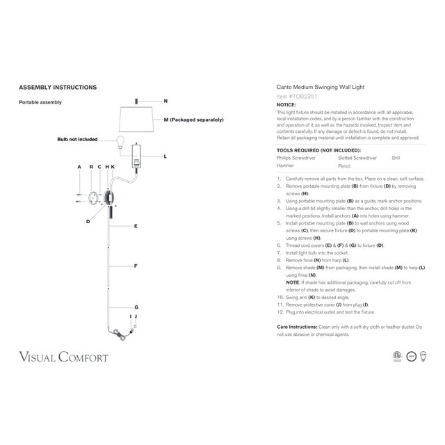 Visual Comfort Thomas O'Brien for Visual Comfort Signature Canto Medium Swinging Wall Light in Hand-Rubbed Antique Brass with Linen Shade For Sale - Image 4 of 6