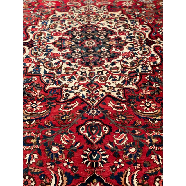 1950s Persian Semi Vintage Bakhtiari Hand-Knotted Rug 9'6'' X 12'7'' For Sale - Image 5 of 10