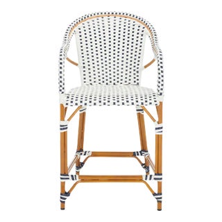 California Counter Stool with Arms - White/Navy For Sale