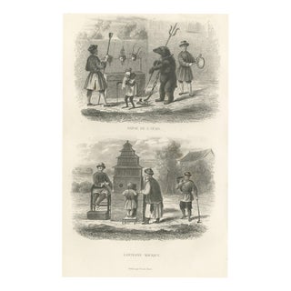 Chinese Dancing Bear and Magic Lantern Show, 1859, Paper For Sale