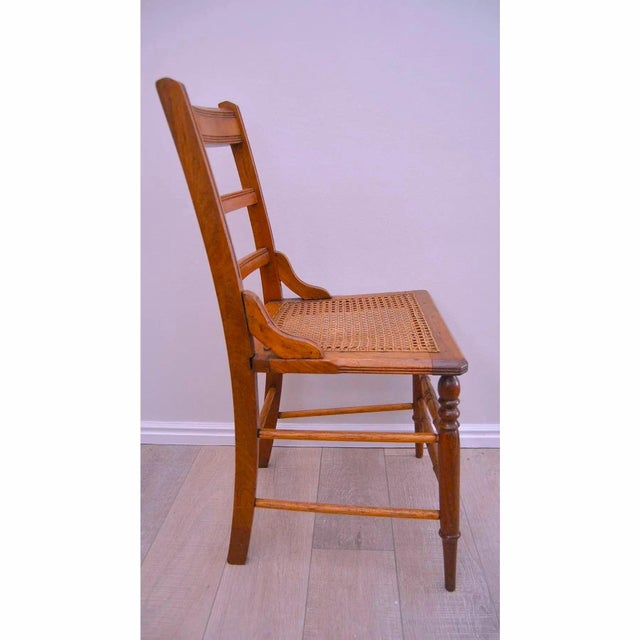American Antique American Classical Walnut Wood Chairs W/ Caned Seats Set of 3 For Sale - Image 3 of 12