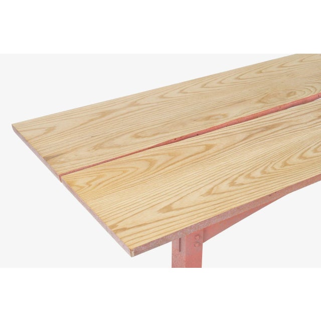 Wood California Craft Nine Foot Hand Crafted Free-Edge Trestle Table For Sale - Image 7 of 13