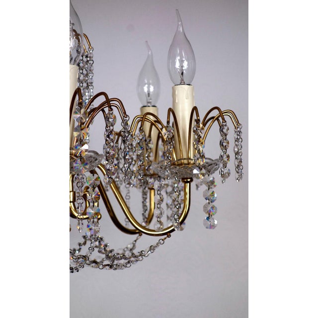 Brass Lead Crystal 24K Gold-Plated Six-Light Chandelier from Sölken Leuchten, 1970s, in Very Good conditions. Designed...