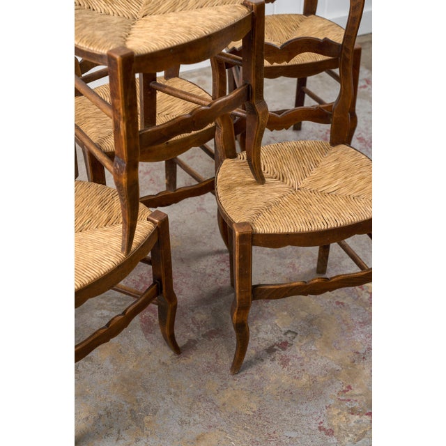Set of 6 | Antique French Rush Ladder Back Chairs For Sale - Image 12 of 12