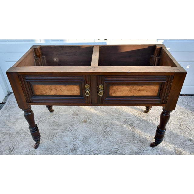 Antique - (1910's) Unique Cabinet has an English Edwardian Style. The Wood is Walnut & BurlWood. The Cabinet has a...