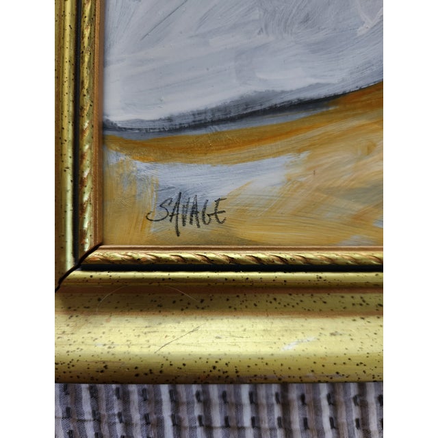 Acrylic painting of a man of many colors in a gold frame. Shawn Savage, a noted Plam Springs artist who passed in 2024....