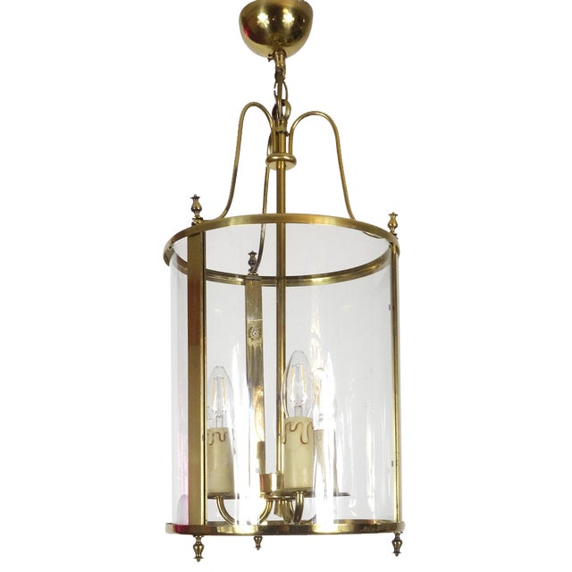 Vintage Brass & Glass Hollow Ceiling Lamp, 1960s For Sale