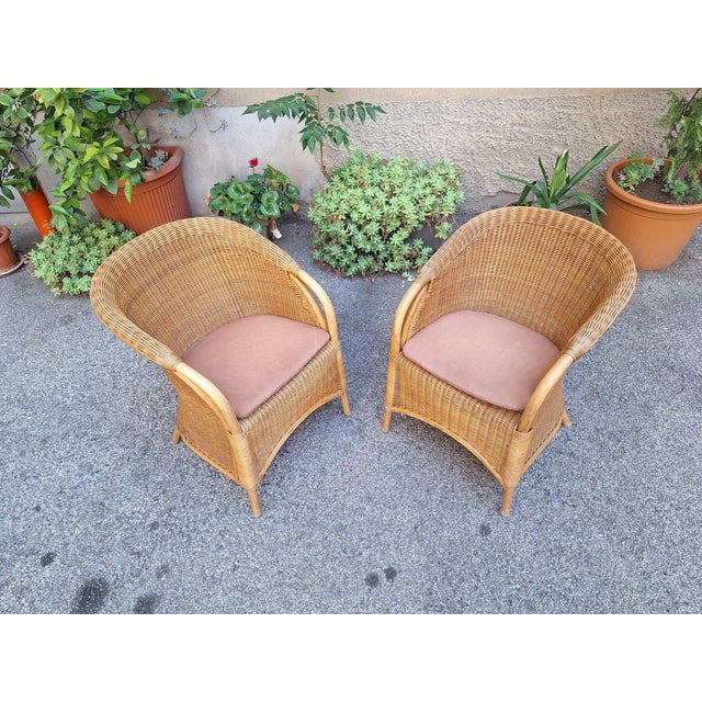 Brown Vintage Outdoor Armchair in Rattan and Bamboo, 1960s For Sale - Image 8 of 18