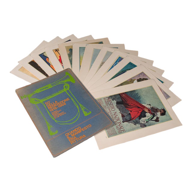 Vintage Folio of 12 Posters, Italian, Prints, Wwi Propaganda, Art Exhibition Set For Sale