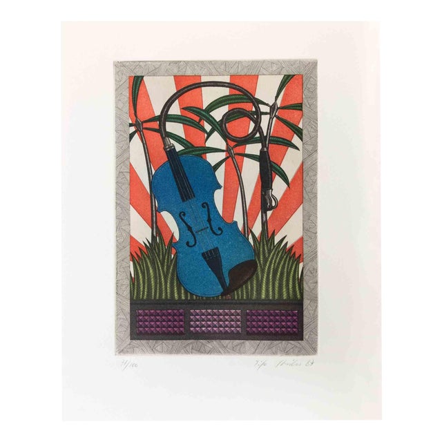 Stricker, Violin Plant, Aquatint and Etching, 1987 For Sale