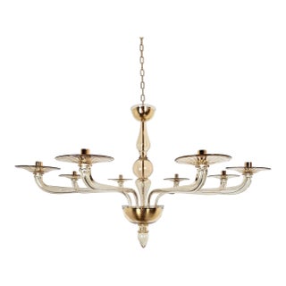 1980s Mid Century Modern Beige Murano Glass Chandelier For Sale