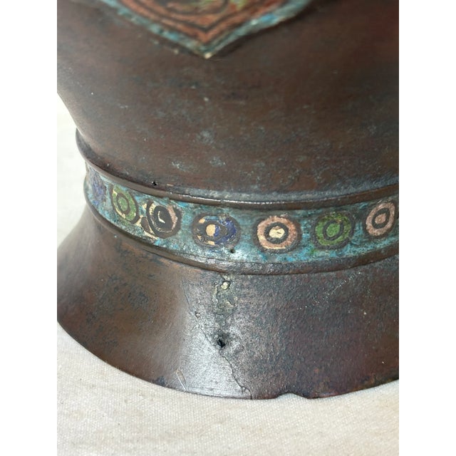 Bronze Late 19th Century Chinese Bronze and Cloisonne Vase (Champleve) For Sale - Image 8 of 14