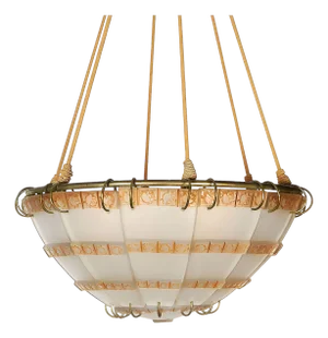Art Deco "Bande De Roses" Frosted Art Glass Chandelier by Rene Lalique, Unsigned
