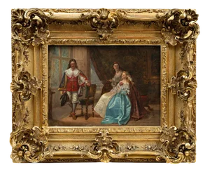 French Artist, Genre Scene in an Aristocratic Environment, 19th Century, Oil on Canvas