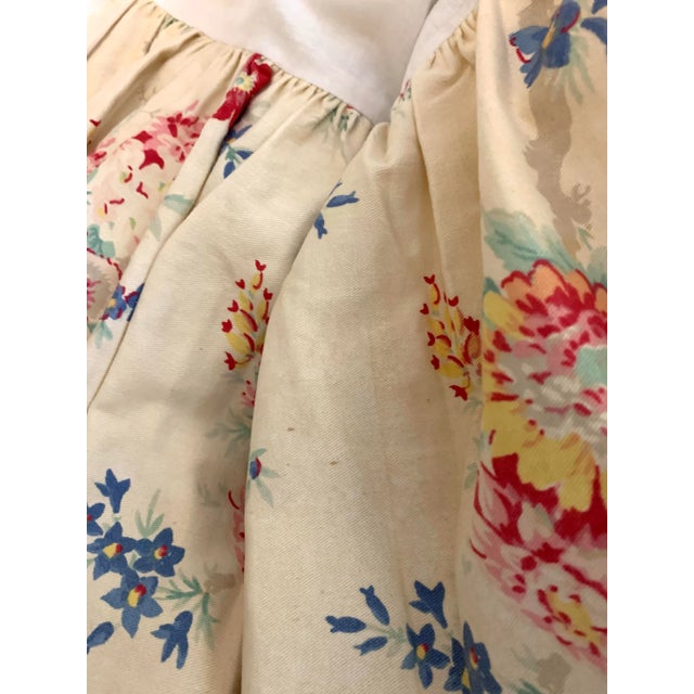 1990s Vintage Ralph Lauren Garden Club Elisa Floral Roses Full Bed Skirt Cottage Core French Country Cotton Fabric Multicolor on Yellow- Ivory Grown For Sale - Image 5 of 12
